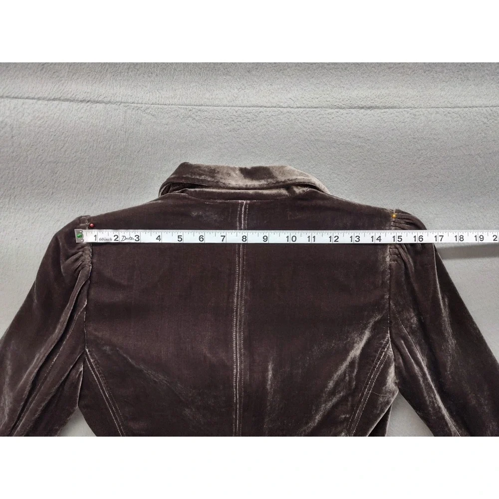 Tahari Brown Velvet Silk Blend Blazer Jacket Size 0 Pockets Ruched Classic